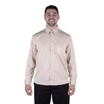 Camisa Masculina Social Tecido Microfibra Perola Manga Longa