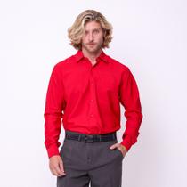 Camisa Masculina Social Tecido Microfibra Vermelha Manga Longa