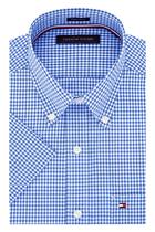 Camisa masculina Tommy Hilfiger de manga curta com botões Royal