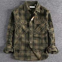 Camisa Masculina Vintage De Veludo Cotelê Xadrez De Manga Longa Japonesa Para Primavera E Outono
