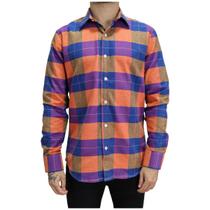 Camisa Masculina Xadrez Flanela Manga Longa Colorida Camisa Masculina Xadrez Flanela Manga Longa Colorida