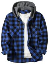 Camisa Masculina Xadrez Plus Size com Capuz - Manga Comprida - Primavera/Outono