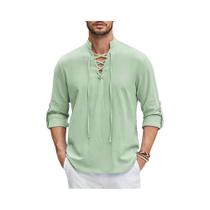 Camisa Medieval De Pirata Renascentista Para Homens, Manga Longa, Algodão E Linho, Fantasia De