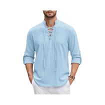 Camisa Medieval Masculina De Algodão E Linho Com Manga Longa, Estilo Renascentista, Pirata E Viking,
