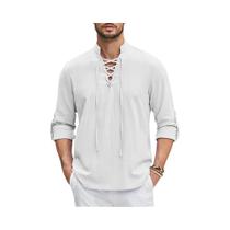 Camisa Medieval Masculina De Algodão E Linho Com Manga Longa, Estilo Renascentista, Pirata E Viking,
