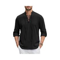 Camisa Medieval Masculina De Algodão E Linho Com Manga Longa, Estilo Renascentista, Pirata E Viking,