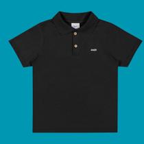 Camisa Menino Angerô Polo Algodão Penteado Básica Preto Tamanho:3Cor:Igual da foto