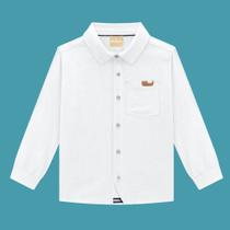 Camisa Menino em Tricoline Flamê Branco - Milon