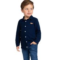 Camisa Menino em Tricoline Flamê Marinho - Milon