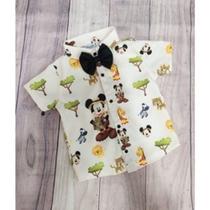 Camisa Menino Infantil Linha Premium Mickey Safari +Gravata