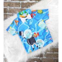 Camisa Menino Infantil Linha Premium Mundo Bita Fundo do Mar + Gravata Camisa Menino Infantil Linha Premium Mundo Bita Fundo do Mar + Gravata