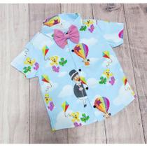 Camisa Menino Infantil Linha Premium Mundo Bita +Gravata