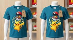 Camisa Menino Infantil Temático Pokémon Azul