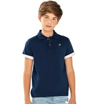 Camisa Menino Juvenil And.Go Polo Algodão Fio Penteado Azul Marinho