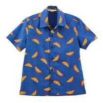 Camisa Menino Manga Curta em Algodão Azul Frutas Bento Fábula