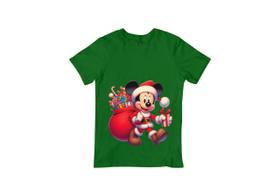 Camisa Mickey de Natal Camiseta Estampada De Algodão