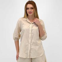 Camisa Mikasa Manga Curta com Bordados Feminina Camisa Mikasa Manga Curta com Bordados Feminina