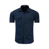 Camisa Militar Masculina Manga Curta - 100% Algodão - Casual com Bolso