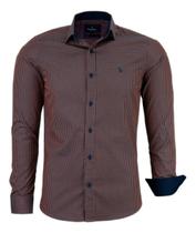 Camisa Mini Xadrez Amil Masculina Slim Manga Longa Algodão Fio 50 Ref 1749