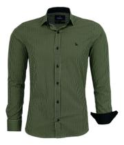 Camisa Mini Xadrez Amil Masculina Slim Manga Longa Algodão Fio 50 Ref 1749