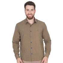 Camisa Mini Xadrez Masculino Manga Longa Social Com Bordado