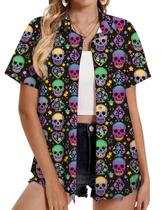 Camisa Mizvsitrd Halloween Skull Halloween Neon Large Camisa Mizvsitrd Halloween Skull Halloween Neon Large