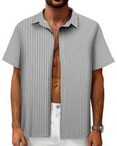Camisa Mizvsitrd listrada para homens de manga curta com listras pretas Camisa Mizvsitrd listrada para homens de manga curta com listras pretas