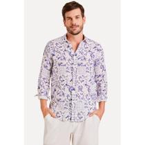 Camisa Ml Linho Azulejo Tropical Reserva