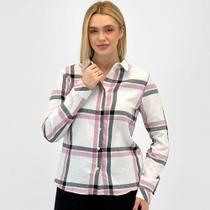 Camisa Mosaico Flanela Manga Longa Xadrez Feminina Camisa Mosaico Flanela Manga Longa Xadrez Feminina