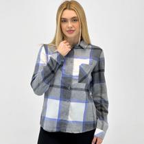 Camisa Mosaico Flanela Xadrez Manga Longa Feminina Camisa Mosaico Flanela Xadrez Manga Longa Feminina