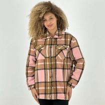 Camisa Mosaico Oversized Flanela Xadrez Feminina Camisa Mosaico Oversized Flanela Xadrez Feminina