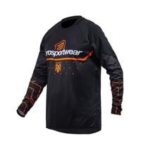 Camisa Motocross Cross ASW Ranger Preto Laranja Off Road