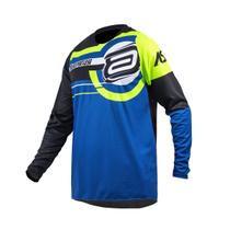 Camisa Motocross Cross ASW Target Azul Amarelo Off Road Moto