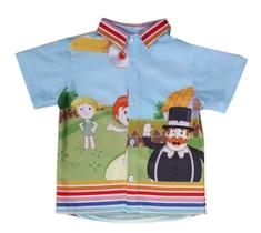 Camisa Mundo Bita Fazendinha Azul Infantil