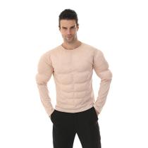 Camisa muscular masculina EraSpooky acolchoada bege para fantasia