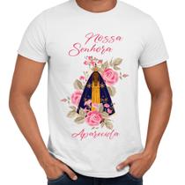 Camisa Nossa Senhora Aparecida Rosas Padroeira do Brasil - Web Print Estamparia