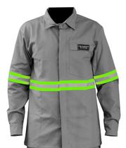 Camisa NR10 Cinza Risco 2 ATPV 11 Maicol Para Arco Elétrico Refletivo, com Bolso CA 44108