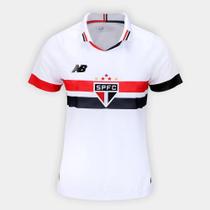 Camisa Oficial São Paulo I 24/25 s/n Torcedor New Balance Feminina - Branco+Vermelho