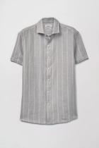 Camisa Oficina Reserva Linho Roma Listra Mc Cinza