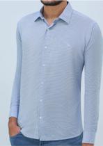 Camisa Ogochi Casual Slim Azul Listrado: