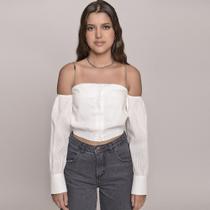 Camisa Ombro A Ombro Juvenil Feminino Amofany Com Corrente - OFF WHITE - G
