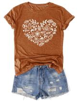 Camisa Oriental Pearl Fall Heart Floral Pumpkin Graphic Camisa Oriental Pearl Fall Heart Floral Pumpkin Graphic