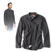 Camisa Orvis Tech Chambray de manga comprida para trabalho masculina preta GG