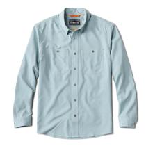 Camisa Orvis Tech Chambray de manga comprida para trabalho masculina UPF 40 azul Camisa Orvis Tech Chambray de manga comprida para trabalho masculina UPF 40 azul