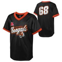 Camisa Outerstuff Bengals Juvenil Mesh Gola V Preta Grande Camisa Outerstuff Bengals Juvenil Mesh Gola V Preta Grande