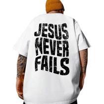 Camisa Oversized Algodão Camiseta Estampada Jesus - Bt018