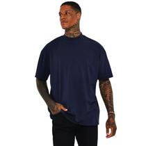 Camisa Oversized Gola Alta 100% Algodão Azul Marinho Camisa Oversized Gola Alta 100% Algodão Azul Marinho