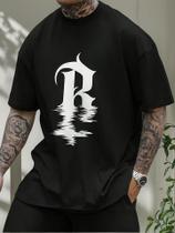 Camisa Oversized Mens Letter Graphic Grande Estilo De Rua Camisa Oversized Mens Letter Graphic Grande Estilo De Rua