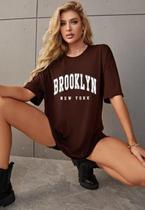 Camisa Oversized Streetwear Estilo Grande Brooklyn Marrom Camisa Oversized Streetwear Estilo Grande Brooklyn Marrom