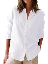 Camisa Oxford Aoudery de Algodão Manga Longa Branca M Camisa Oxford Aoudery de Algodão Manga Longa Branca M